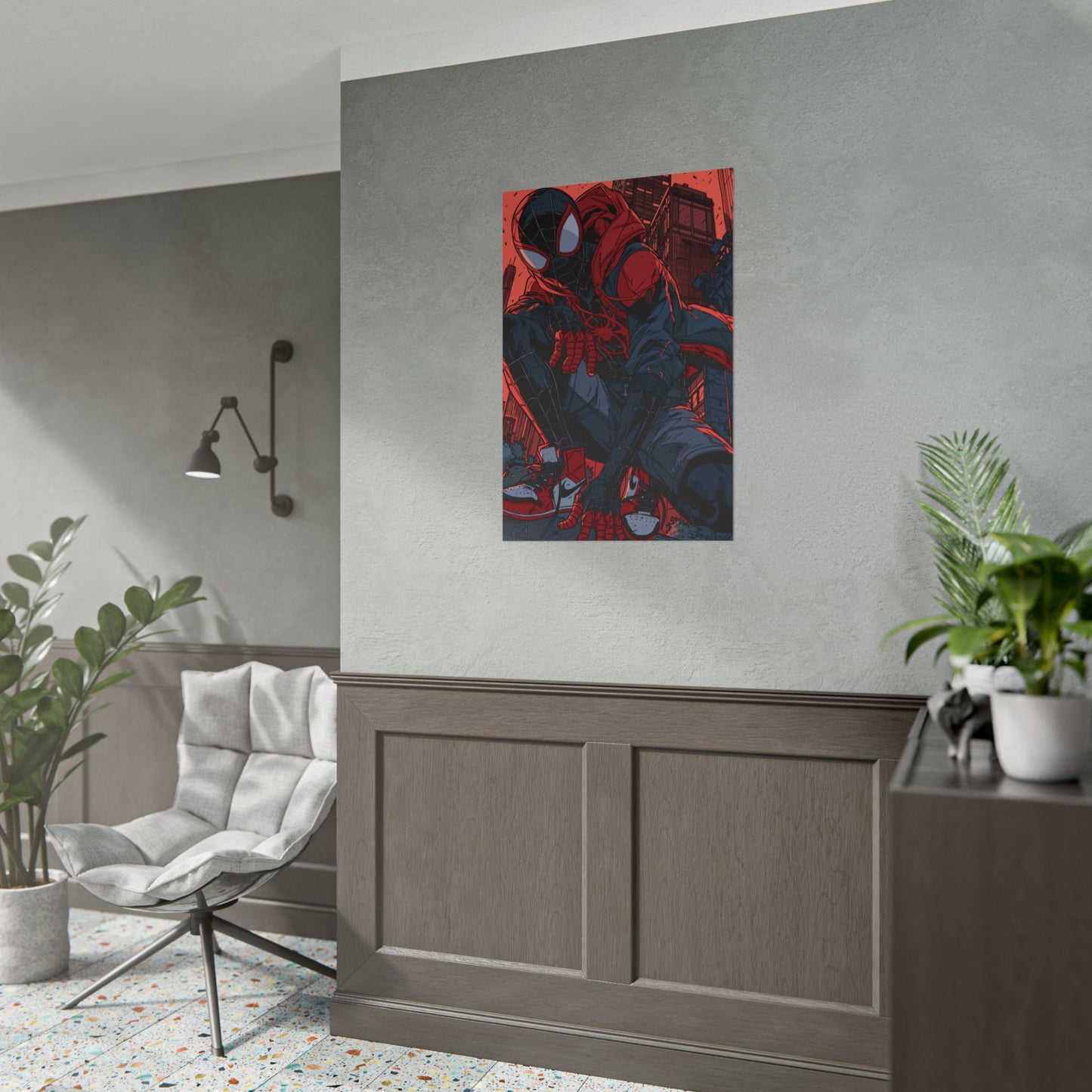 Spider-Man Miles Morales Poster – Red & Black Comic Art Rolled Poster