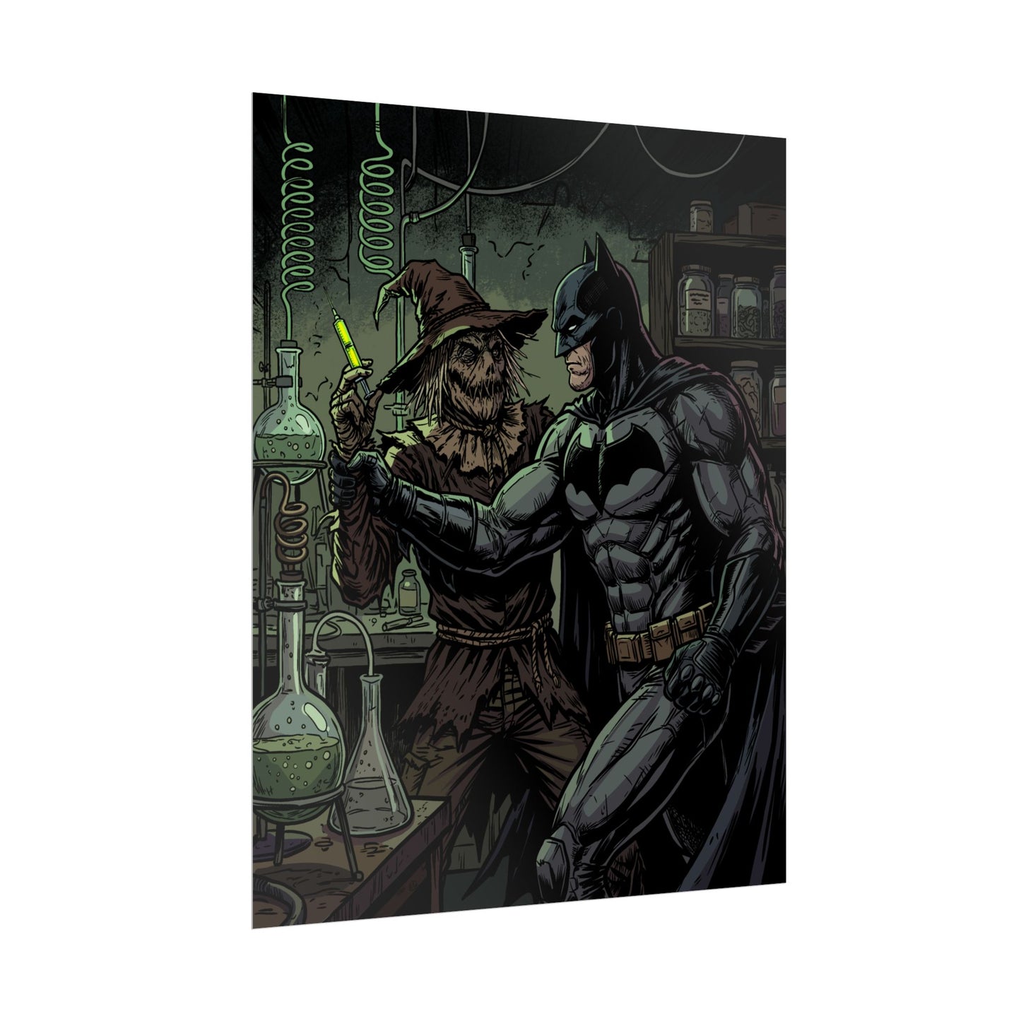 Batman & Scarecrow Poster — Dark Comic Book Art, Horror Superhero Wall Decor