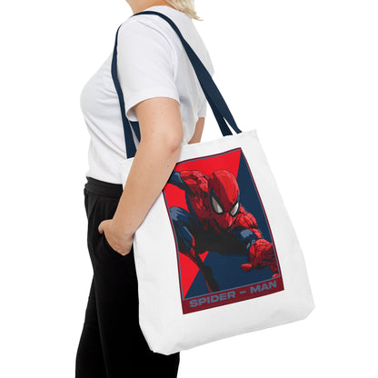 Spider-Man Graphic Tote Bag — Retro Red & Blue Comic Design