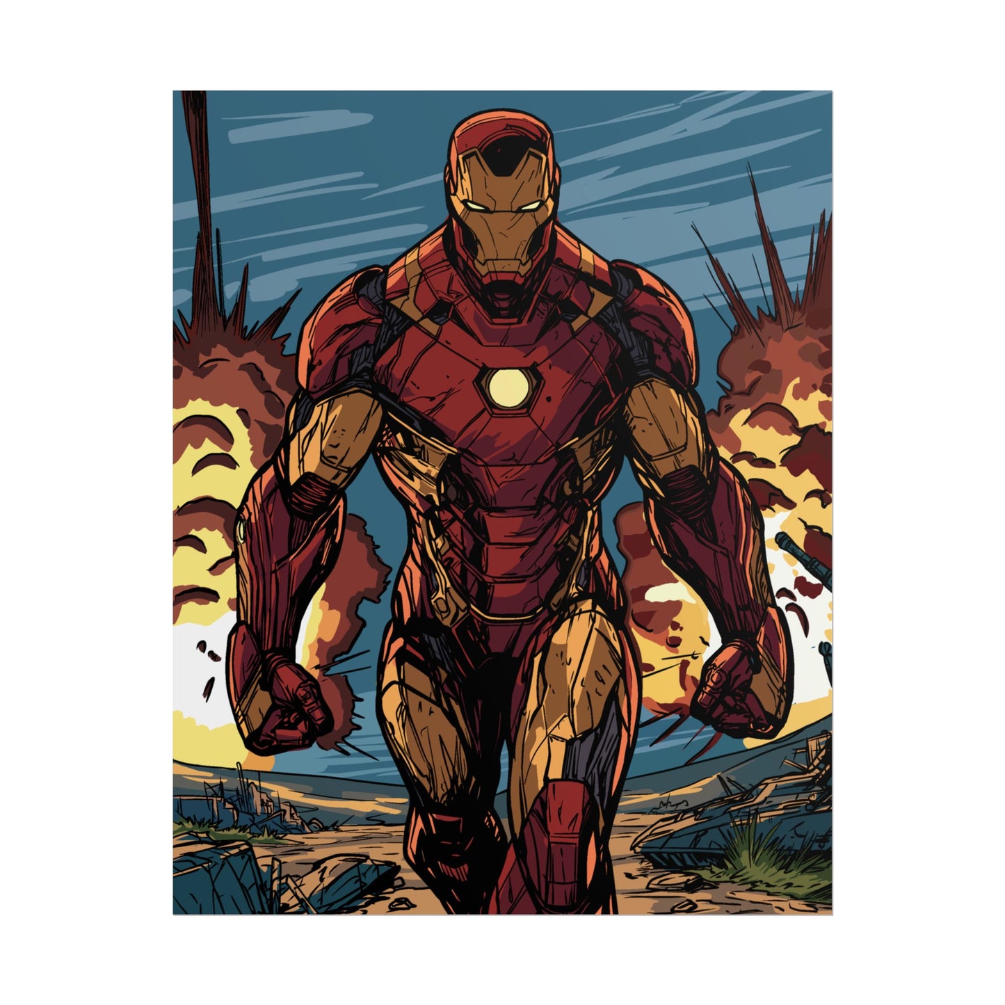 Iron Man Comic Art Poster — Rolled Superhero Wall Print