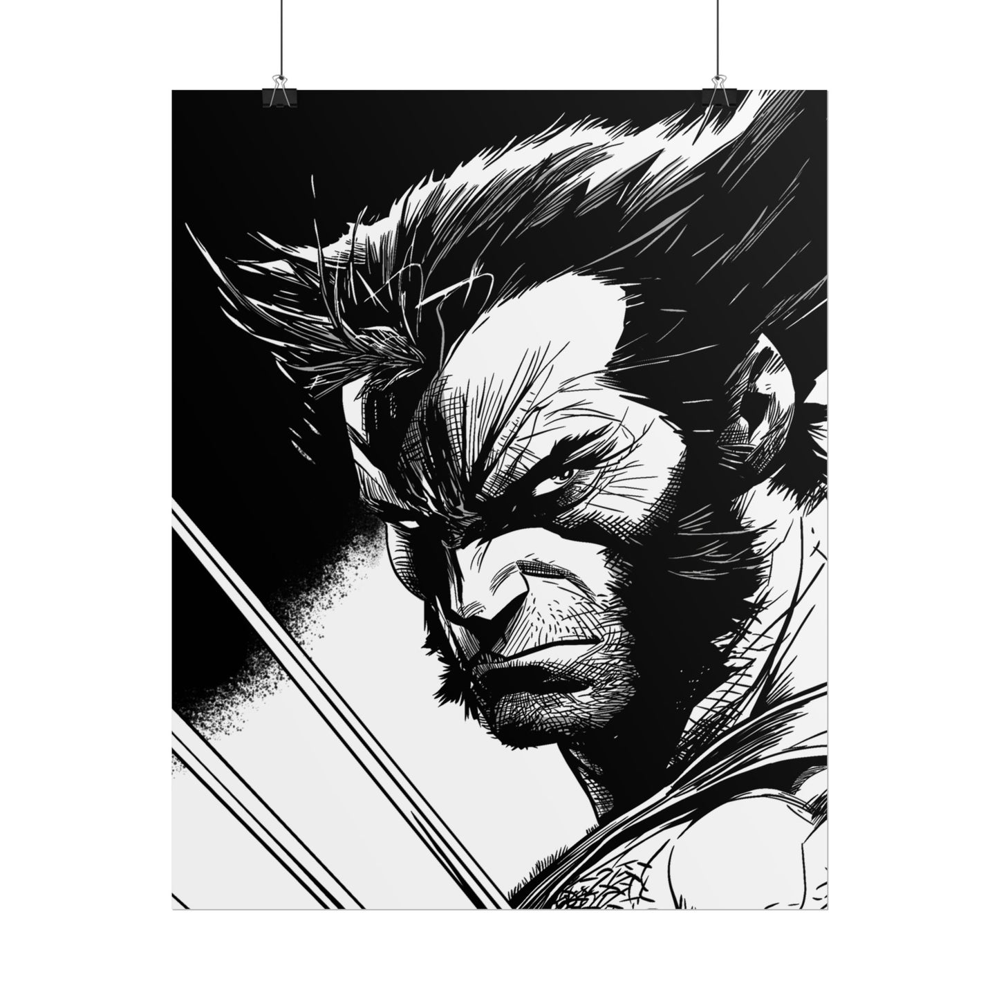 Wolverine Black & White Comic Art Poster