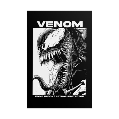 Venom Rolled Poster — Eddie Brock Lethal Protector Black & White Art
