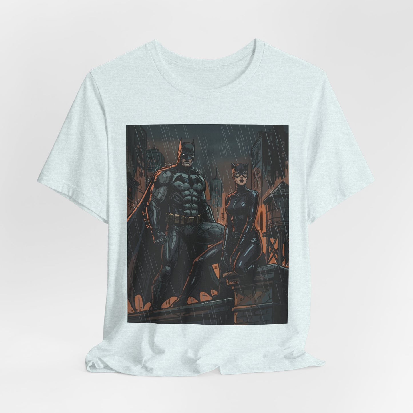 Batman & Catwoman Rain Night T‑Shirt