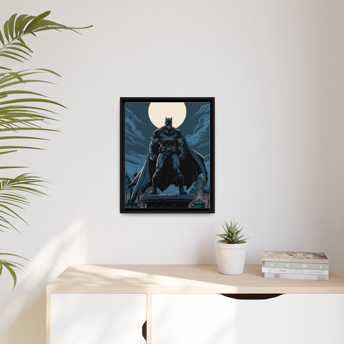 Batman Moonlit Matte Canvas Framed Print