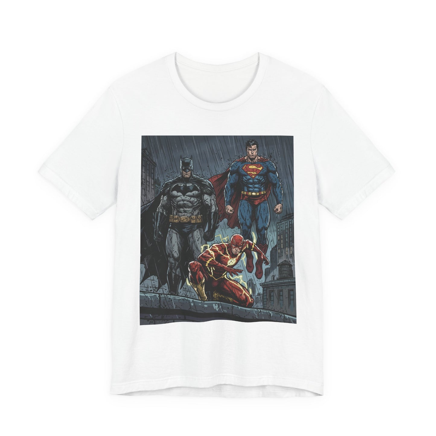 Superhero Team Graphic Tee — Batman, Superman & The Flash
