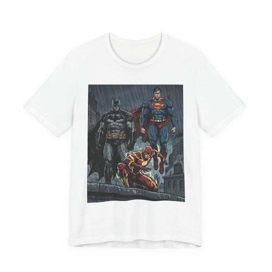 Superhero Team Graphic Tee — Batman, Superman & The Flash