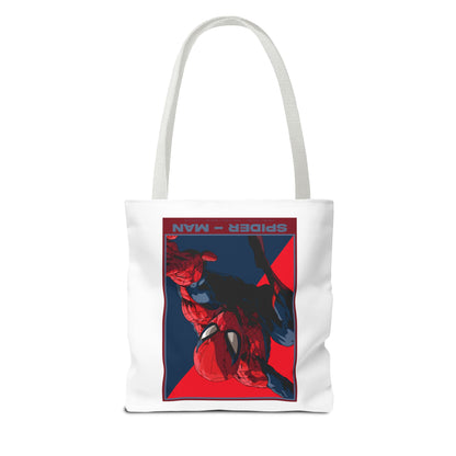 Spider-Man Graphic Tote Bag — Retro Red & Blue Comic Design