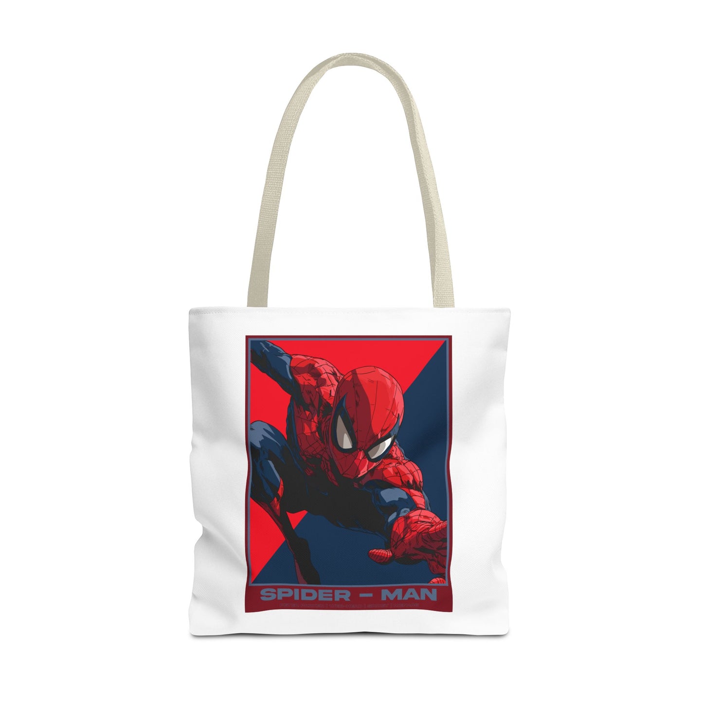 Spider-Man Graphic Tote Bag — Retro Red & Blue Comic Design
