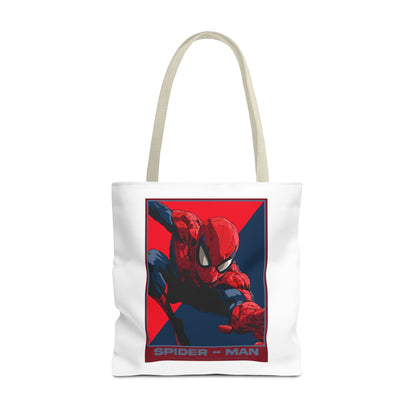 Spider-Man Graphic Tote Bag — Retro Red & Blue Comic Design