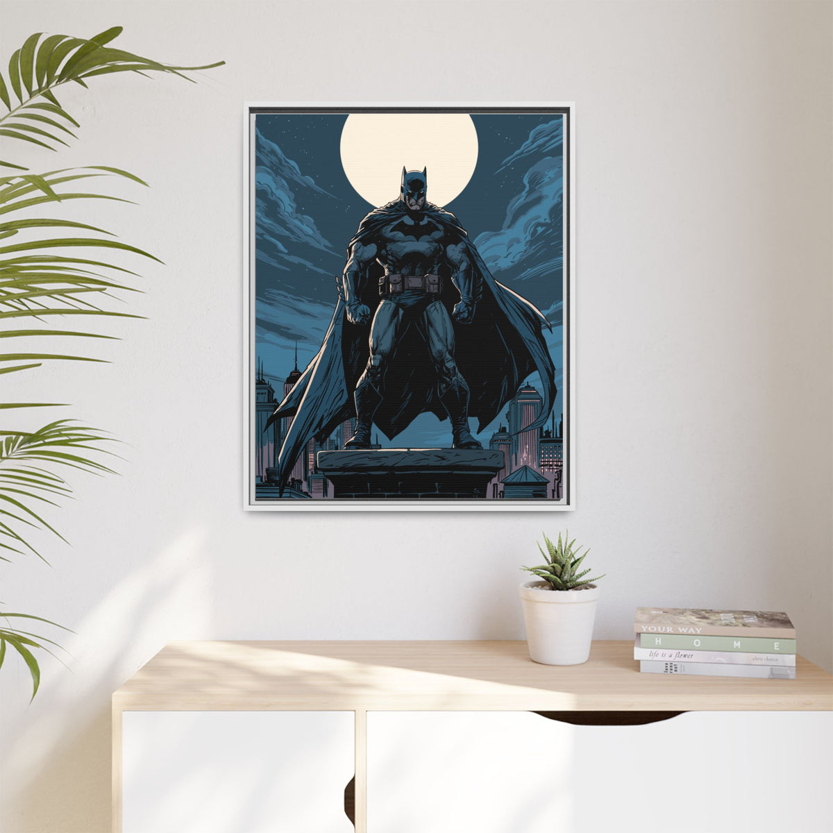 Batman Moonlit Matte Canvas Framed Print