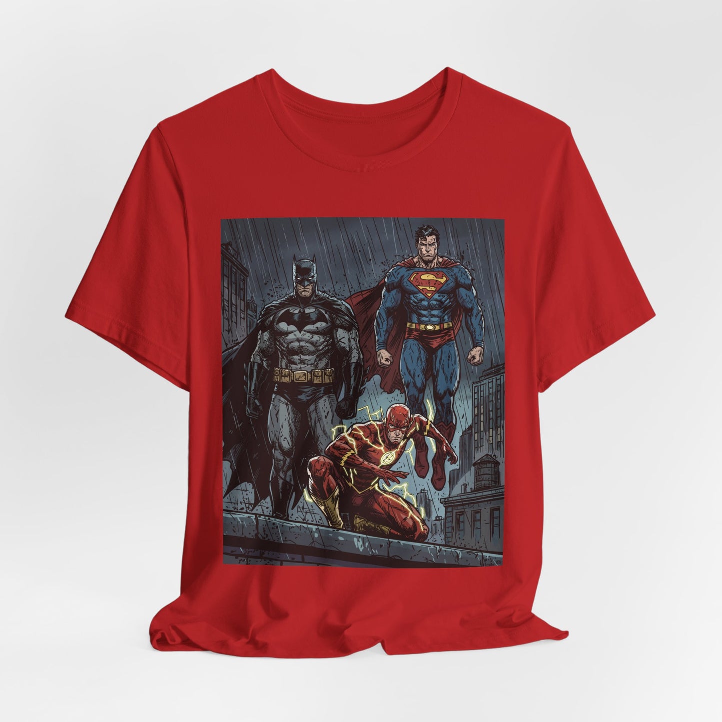 Superhero Team Graphic Tee — Batman, Superman & The Flash