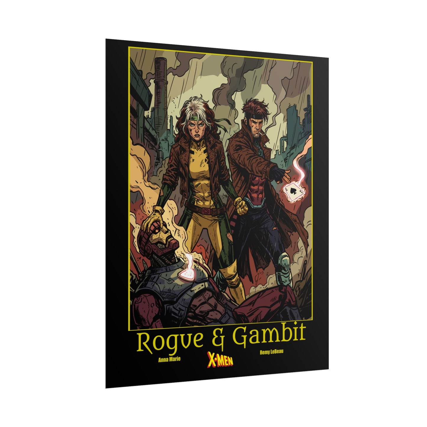 X-Men Rogue & Gambit Poster — Retro Comic Rolled Poster