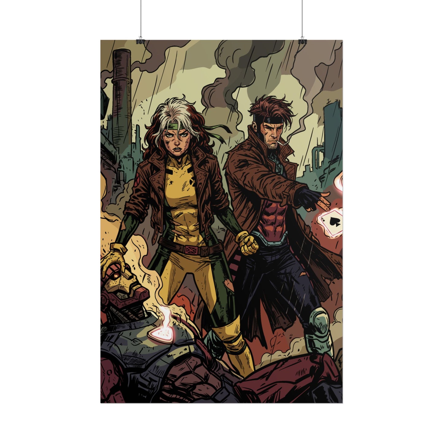 X-Men Comic Poster — Rogue & Gambit Rolled Art Print