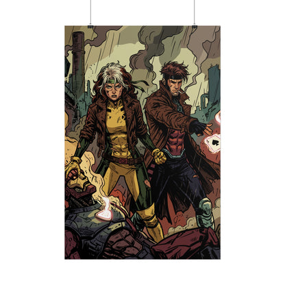 X-Men Comic Poster — Rogue & Gambit Rolled Art Print