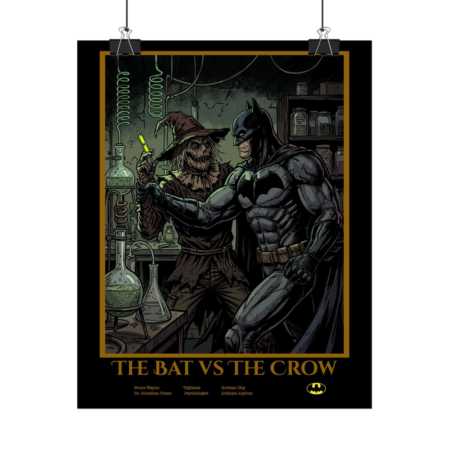 Batman vs Scarecrow Cinematic Rolled Poster — Vintage Comic Movie Art Print