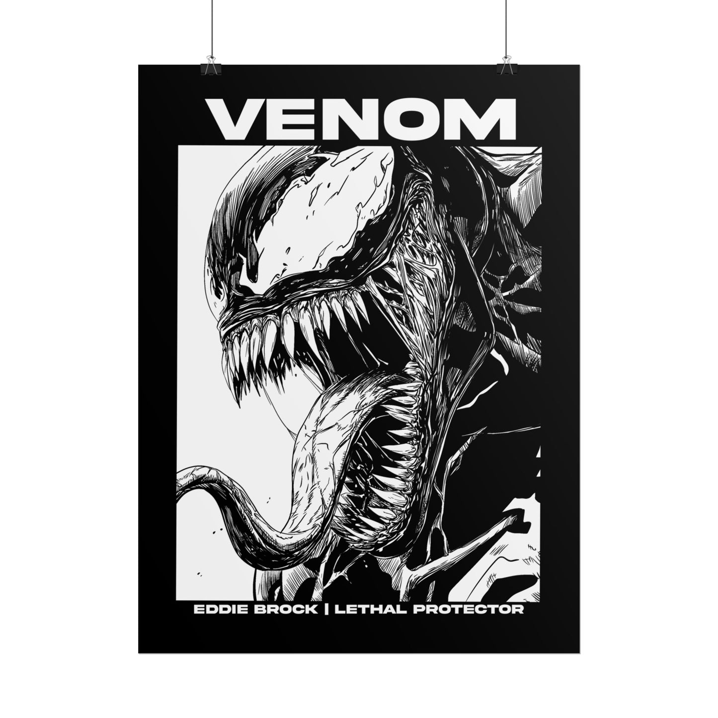 Venom Rolled Poster — Eddie Brock Lethal Protector Black & White Art