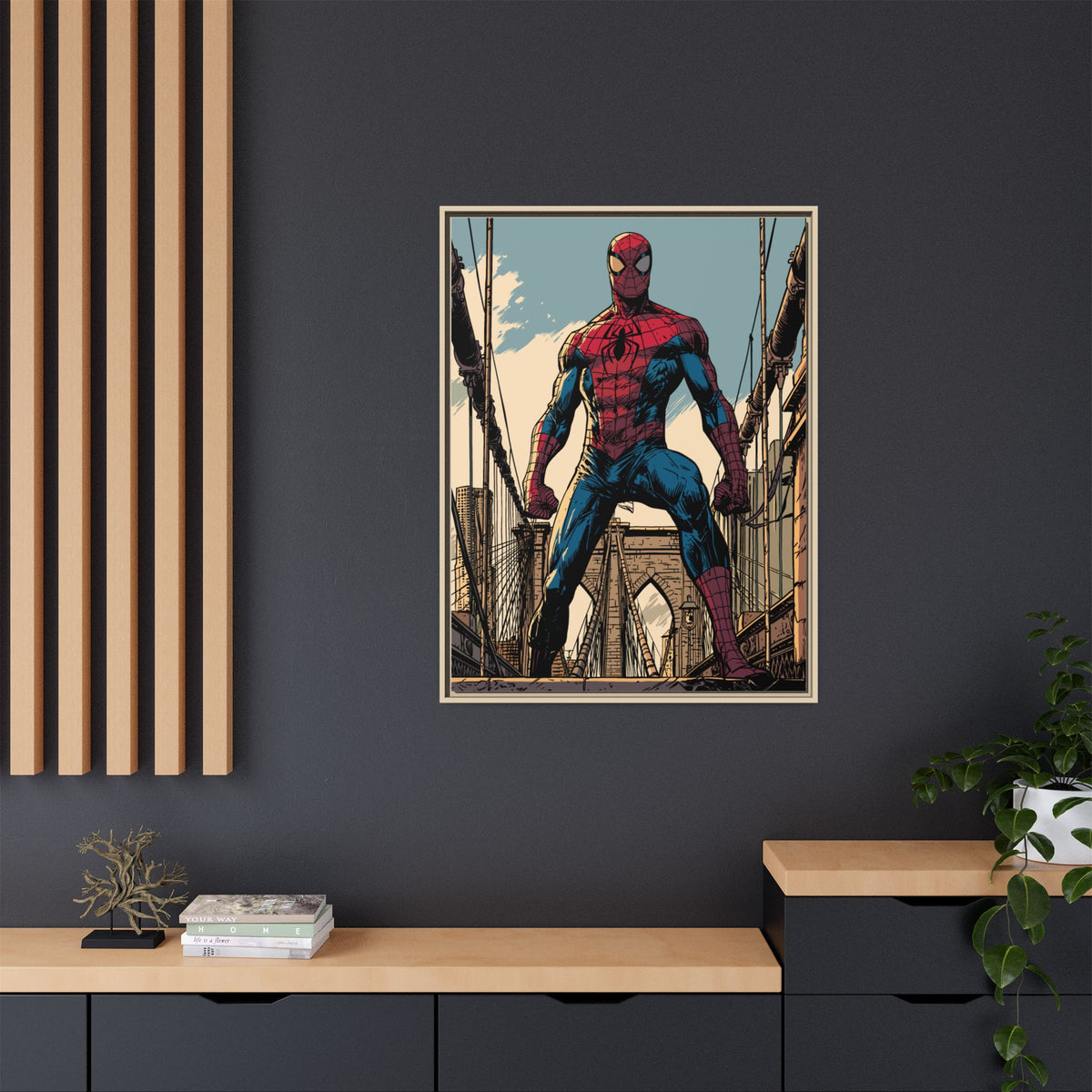 Spider-Man Comic Art Matte Framed Canvas