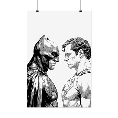 Batman vs Superman Black & White Poster