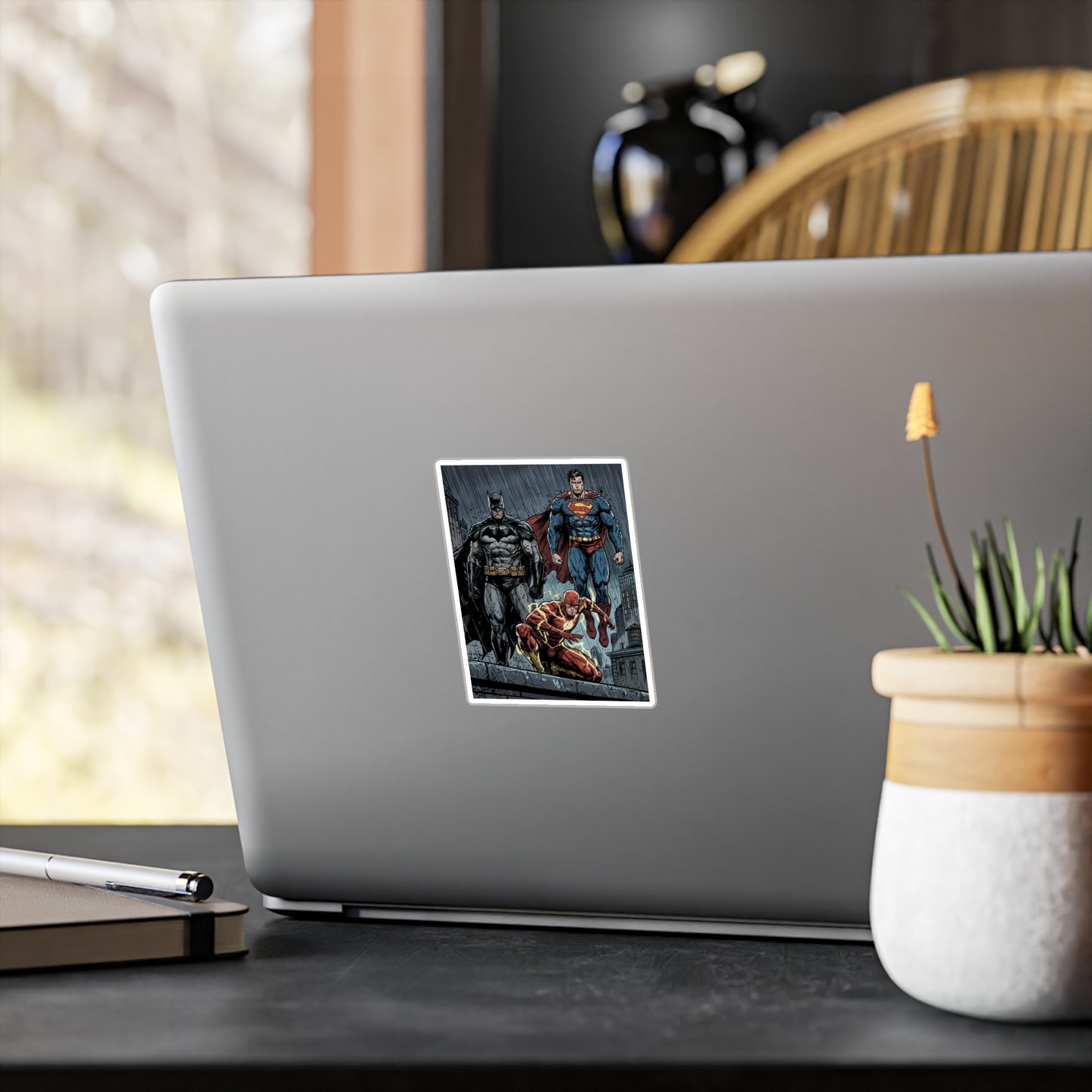 Superhero Trio Vinyl Sticker — Batman, Superman & Flash