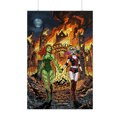 Harley Quinn & Poison Ivy Arkham Asylum Poster — Rolled Comic Art Print
