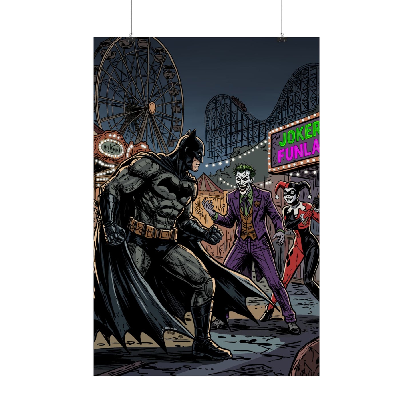 Batman vs Joker Carnival Poster – Rolled Comic Art Print