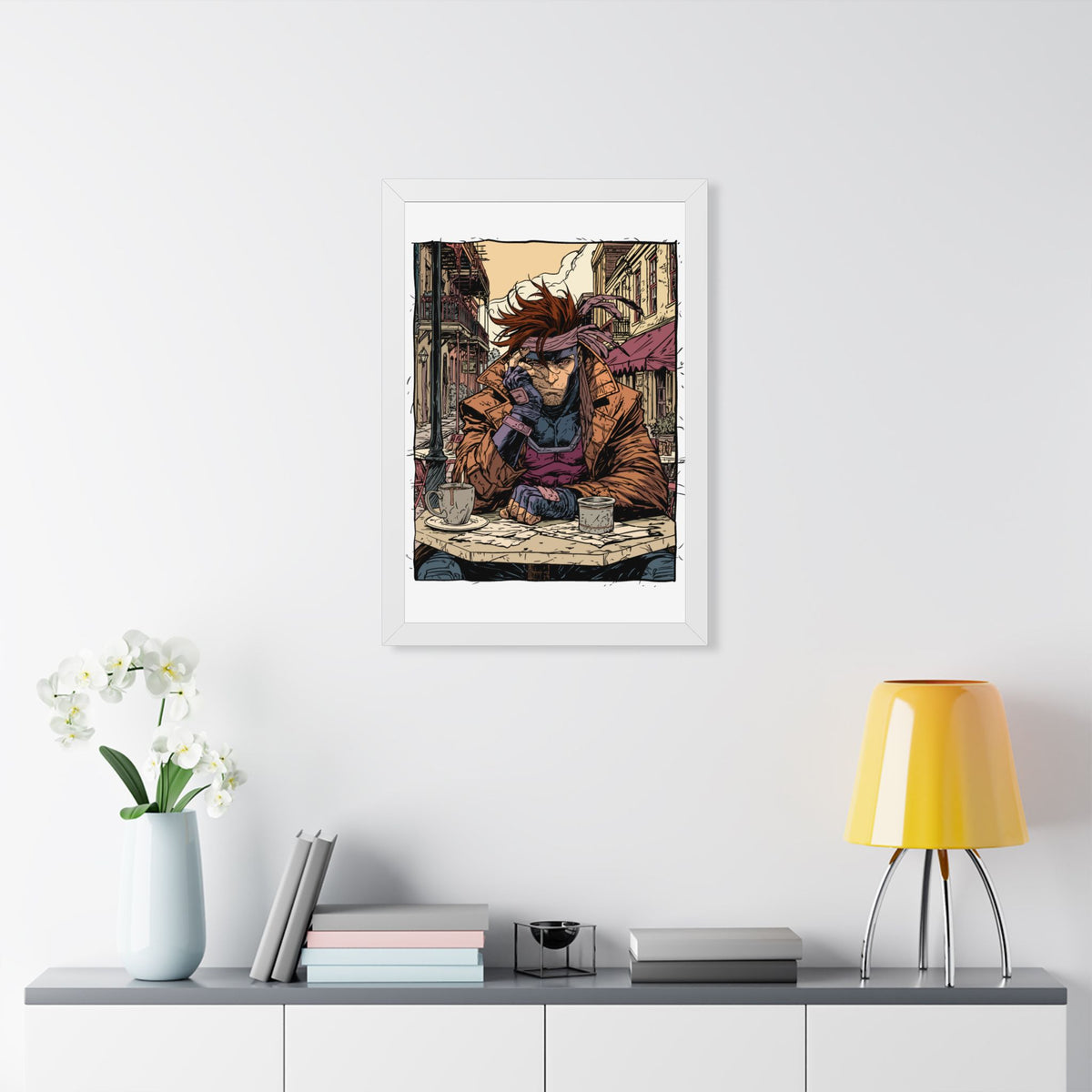 Gambit Framed Poster - Brooding Comic Cafe Art