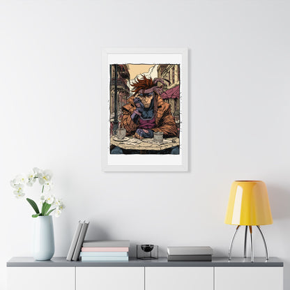 Gambit Framed Poster - Brooding Comic Cafe Art