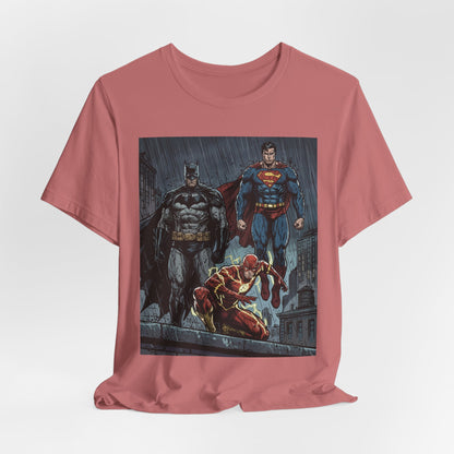 Superhero Team Graphic Tee — Batman, Superman & The Flash