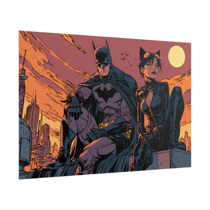 Batman & Catwoman Landscape Art Poster