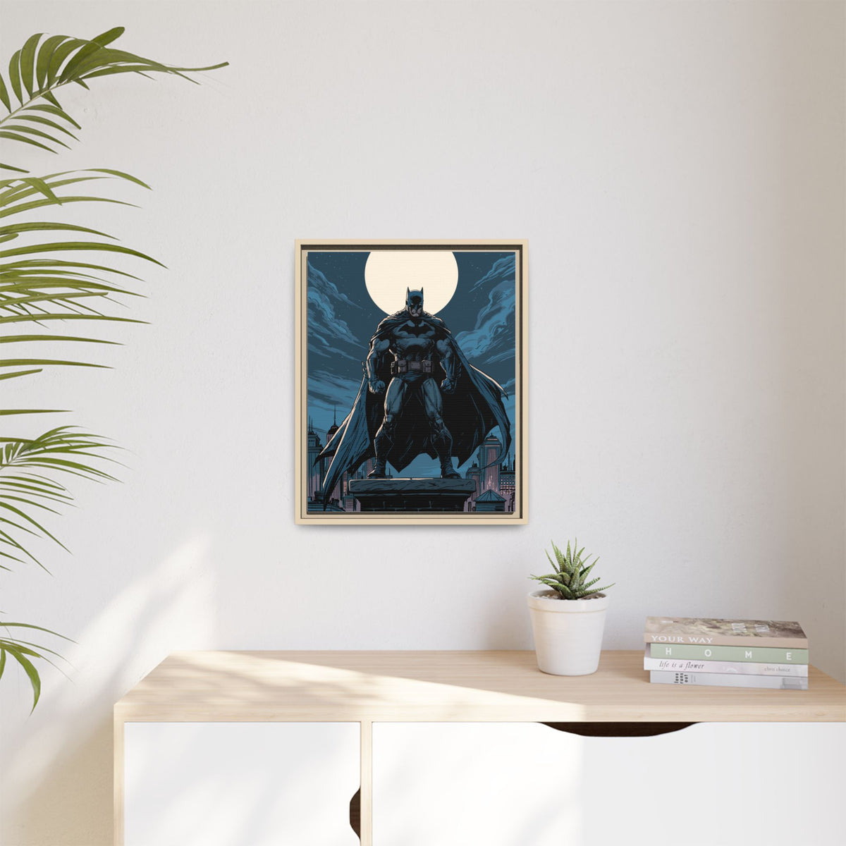 Batman Moonlit Matte Canvas Framed Print