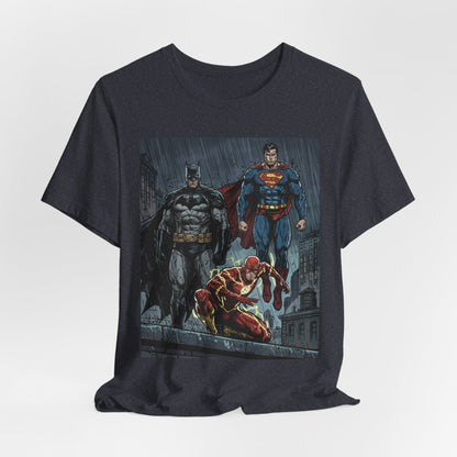 Superhero Team Graphic Tee — Batman, Superman & The Flash