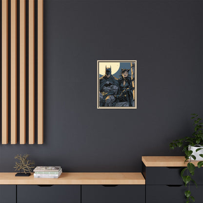 Framed Matte Canvas Print — Gotham Night Batman & Catwoman Illustration