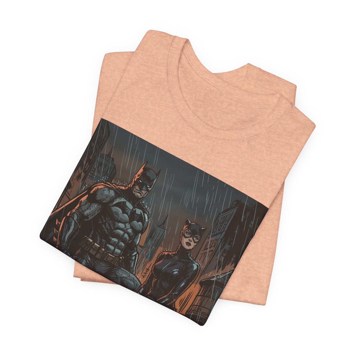 Batman & Catwoman Rain Night T‑Shirt