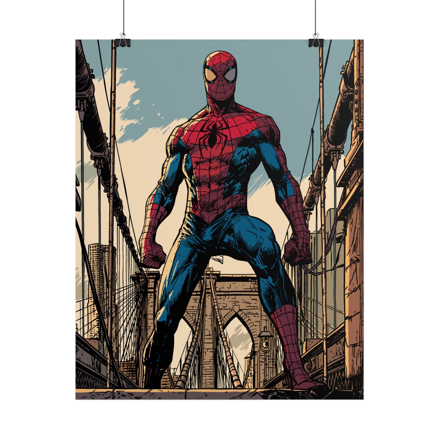 Spider-Man Brooklyn Bridge Art Poster
