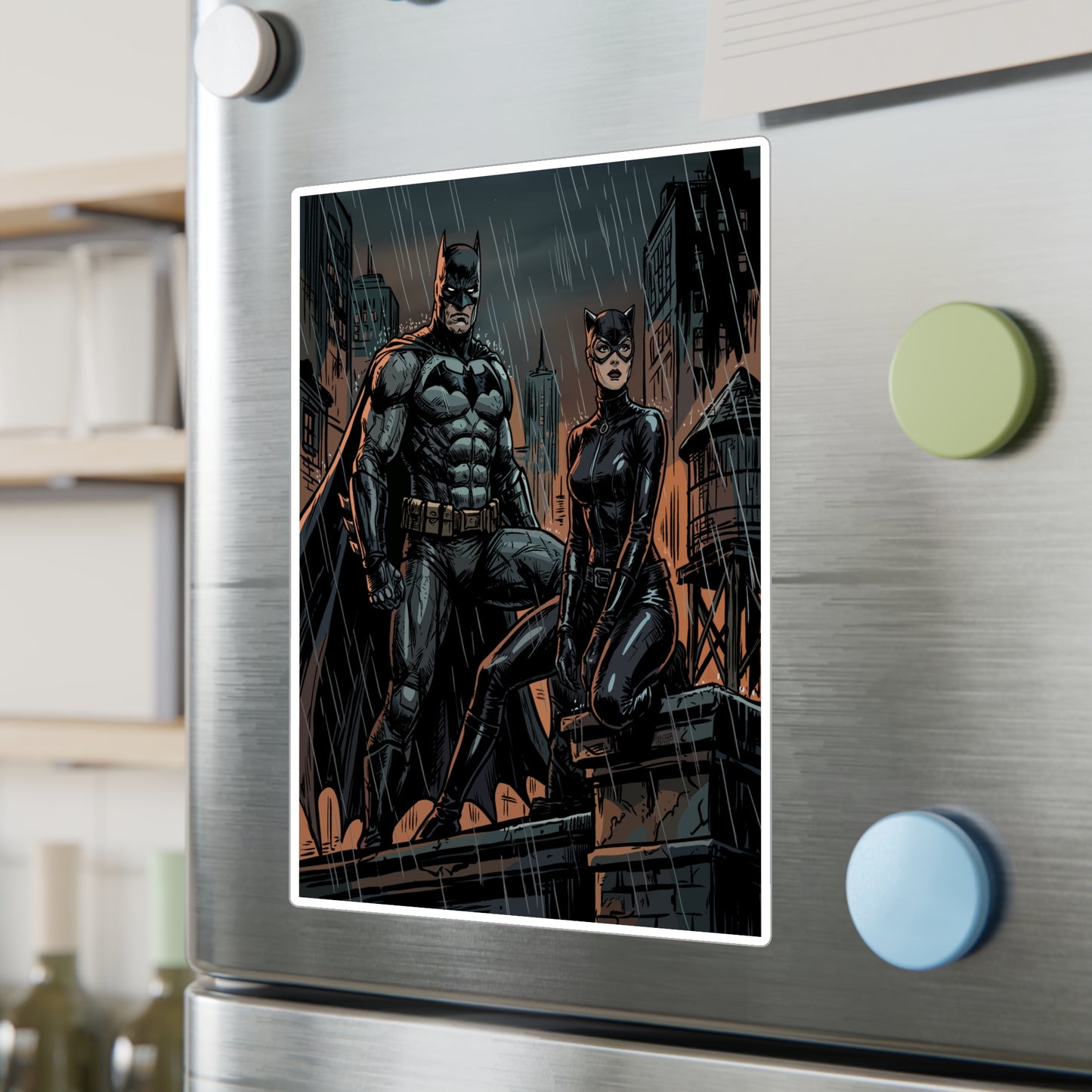 Batman & Catwoman Rainy Night Vinyl Sticker