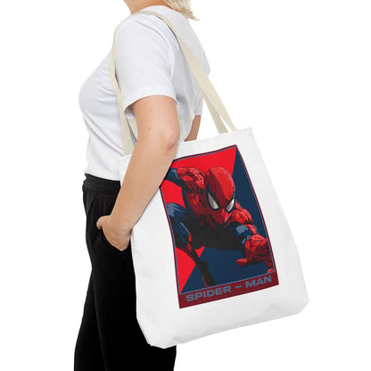 Spider-Man Graphic Tote Bag — Retro Red & Blue Comic Design