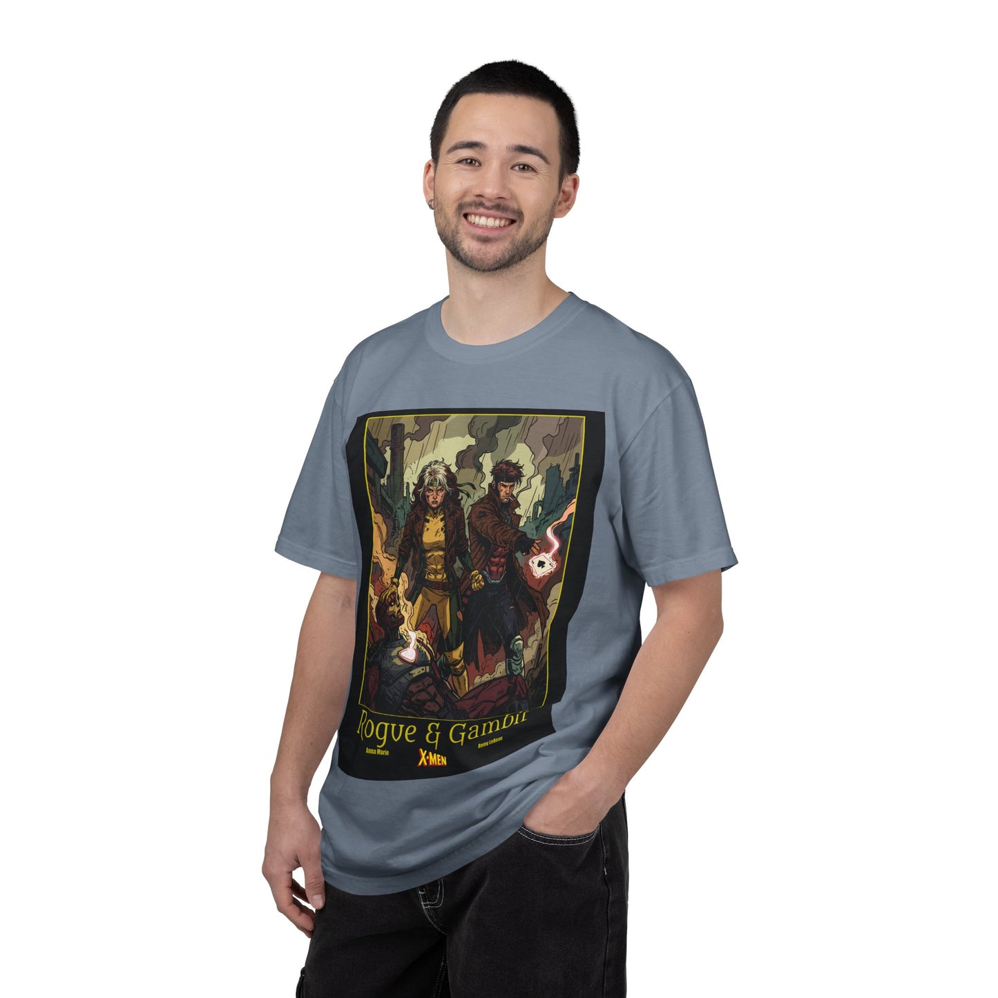Rogue & Gambit Graphic T-Shirt — Comic Art Mutant Duo Tee