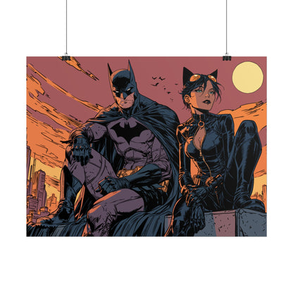 Batman & Catwoman Landscape Art Poster