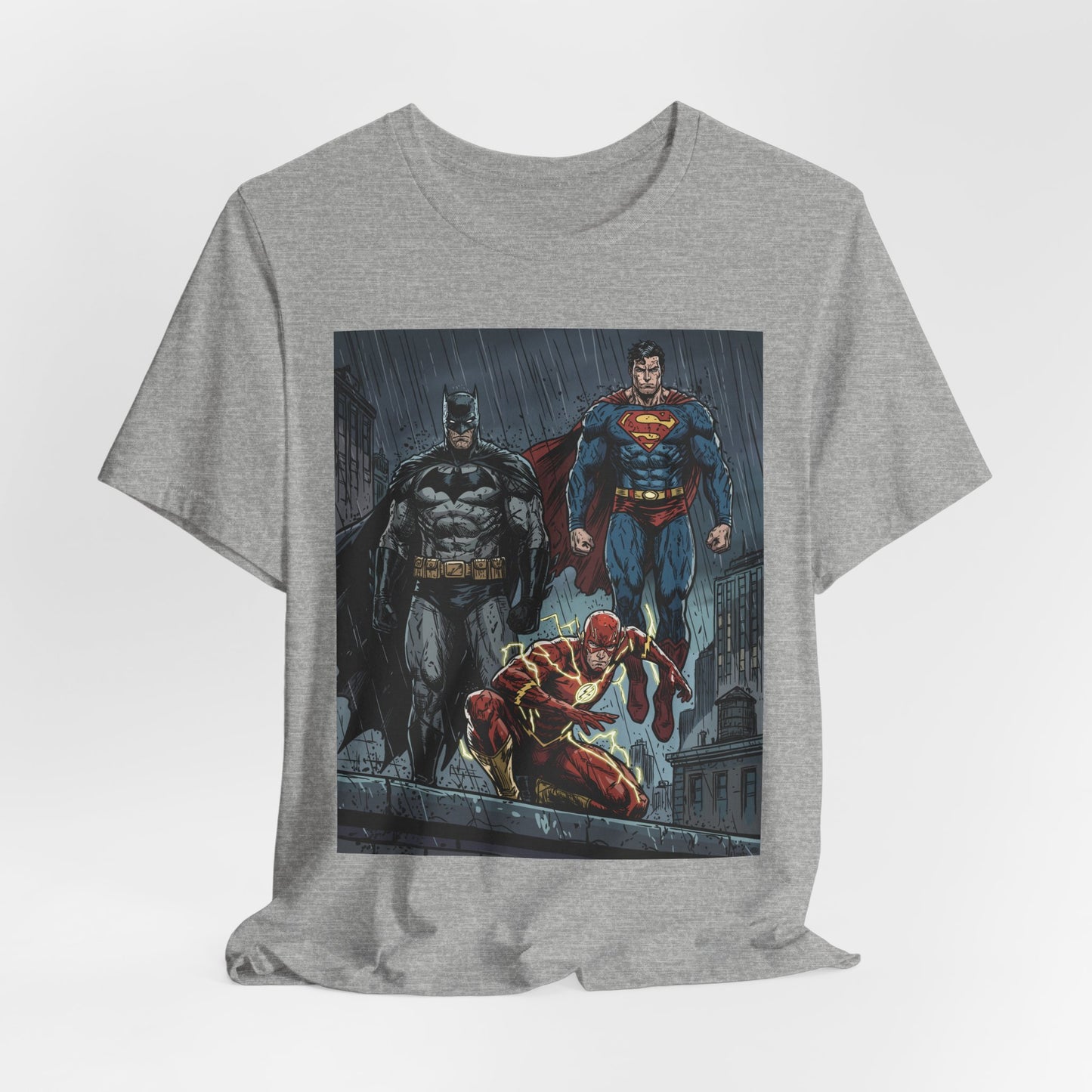 Superhero Team Graphic Tee — Batman, Superman & The Flash