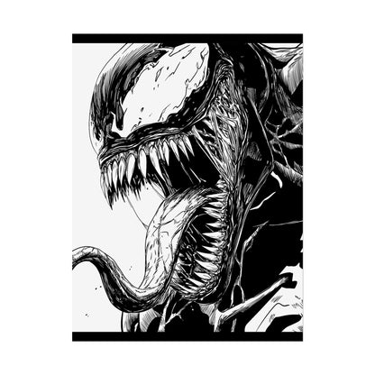 Venom Poster — Black & White Comic Art Rolled Print