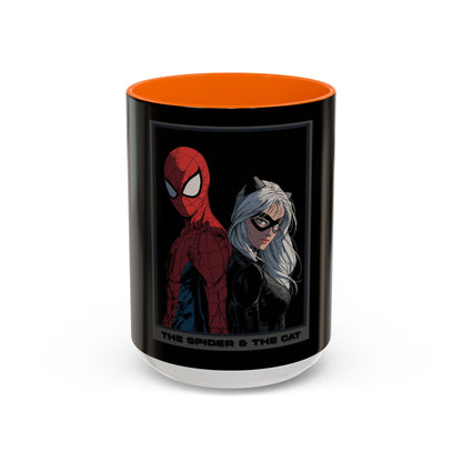 Spider & Cat Duo Accent Coffee Mug – Black 11/15oz