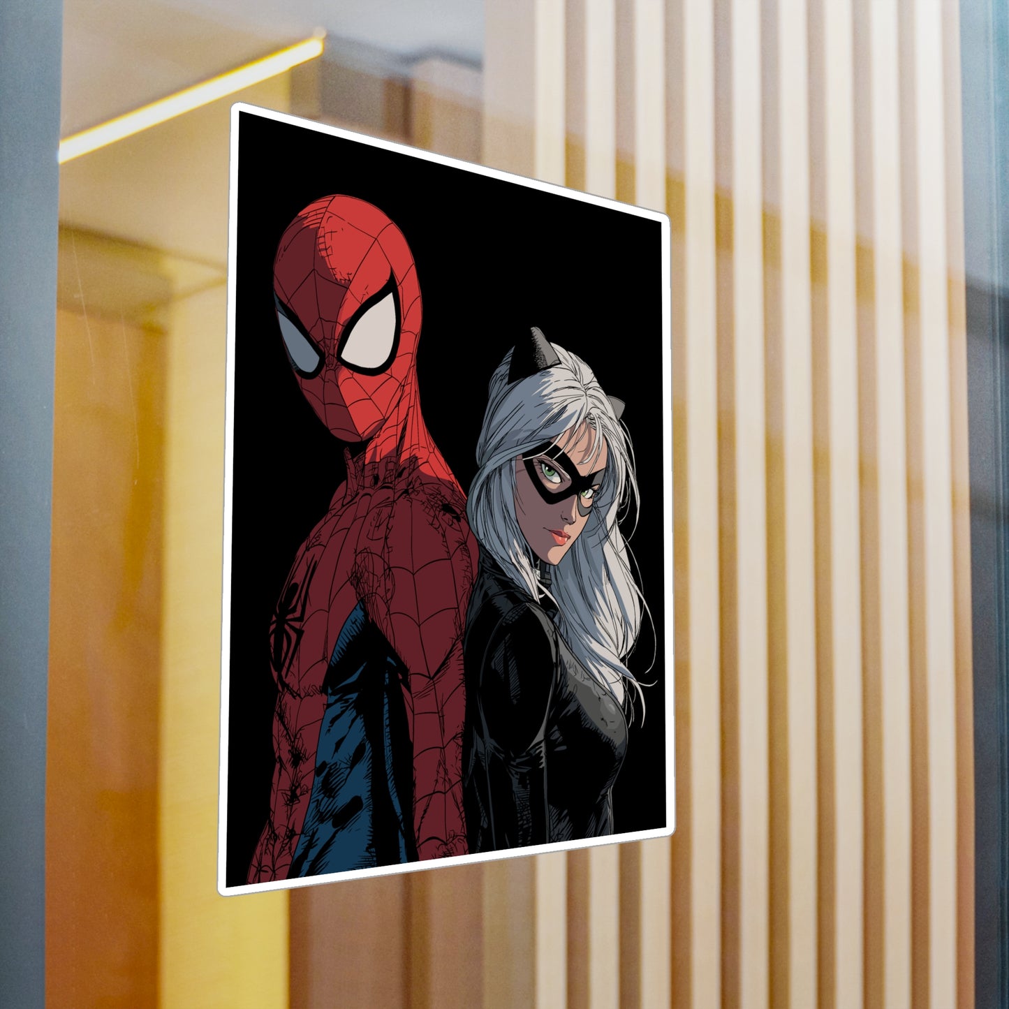 Spider-Man & Black Cat Kiss-Cut Vinyl Decal — Comic Superhero Sticker