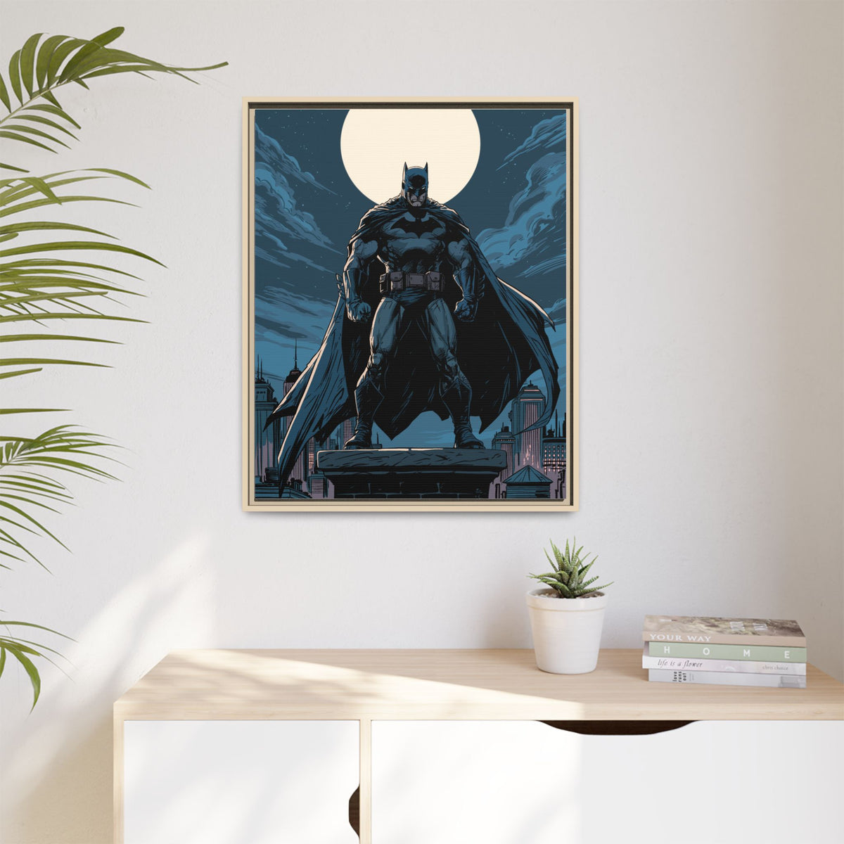 Batman Moonlit Matte Canvas Framed Print