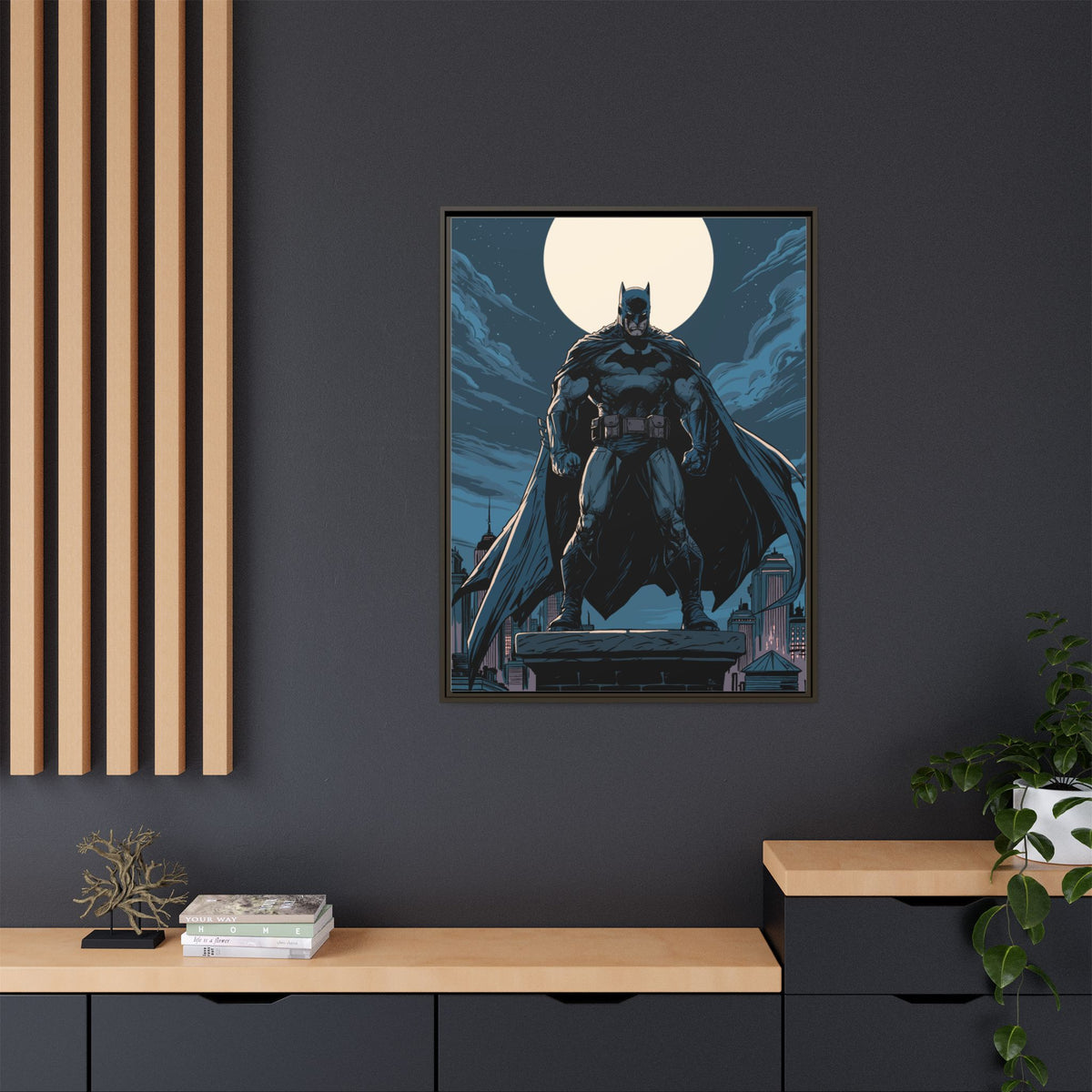 Batman Moonlit Matte Canvas Framed Print