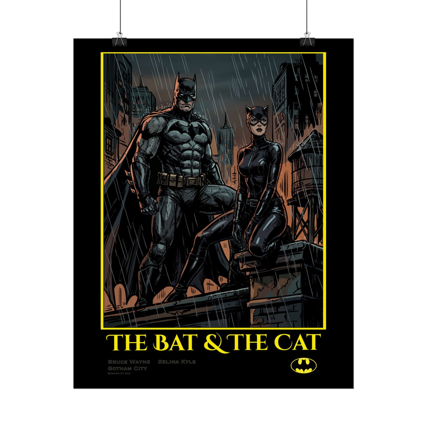 Batman & Catwoman Poster – "The Bat & The Cat" Rolled Art Print