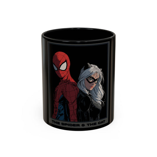 Spider & Cat Duo Accent Coffee Mug – Black 11/15oz
