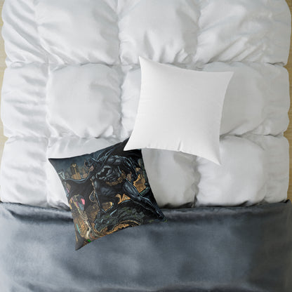 Batman Cityscape Square Poly Canvas Pillow