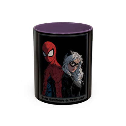 Spider & Cat Duo Accent Coffee Mug – Black 11/15oz