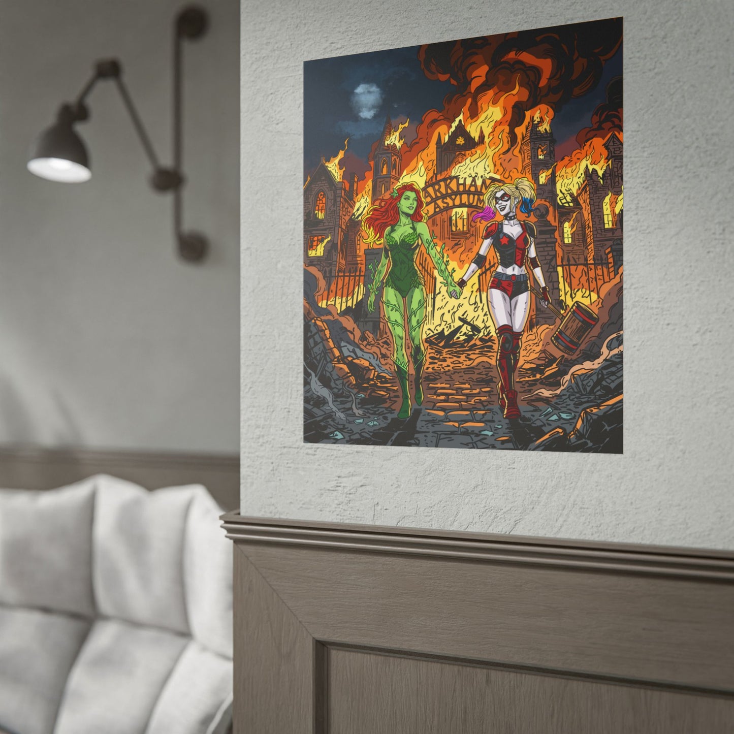 Harley Quinn & Poison Ivy Arkham Asylum Poster — Rolled Comic Art Print
