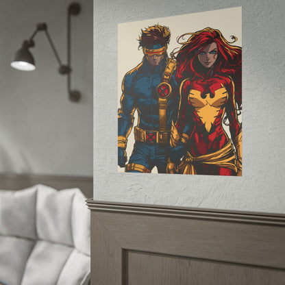 X-Men Cyclops & Jean Grey Poster — Vintage Comic Art Rolled Print